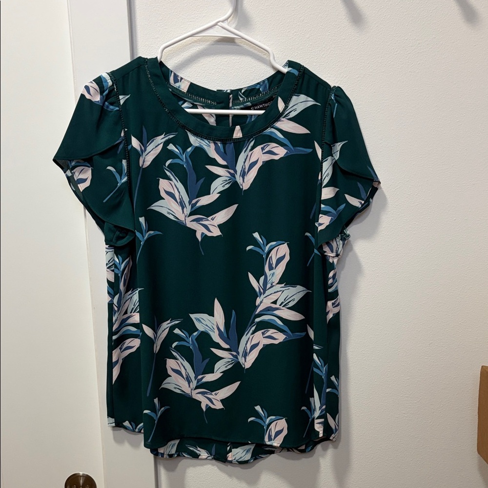 41 Hawthorn Dark Green Floral Blouse